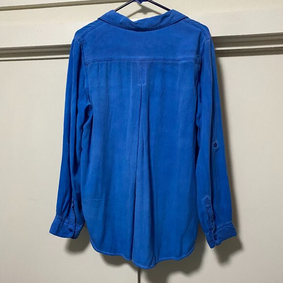 Velvet Heart, long sleeve, neon powder blue, button-down blouse, size XL - Picture 7 of 10